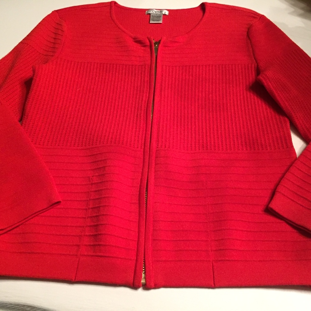 Cache orange zip sweater womens small